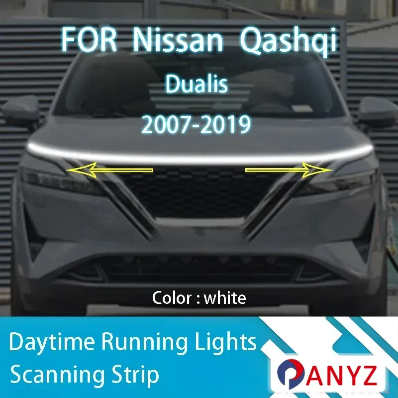 FOR Nissan Qashqai Dualis 2007-2019 LED Daytime Running Light Scan Starting Car Hood DRL Guide Decorative Ambient Lamp 12V
