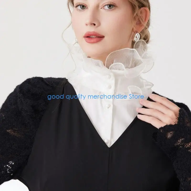 y5jd-ruffle-design-high-neck-faux-collar-women-accessory-elegant-party-outfit-decors