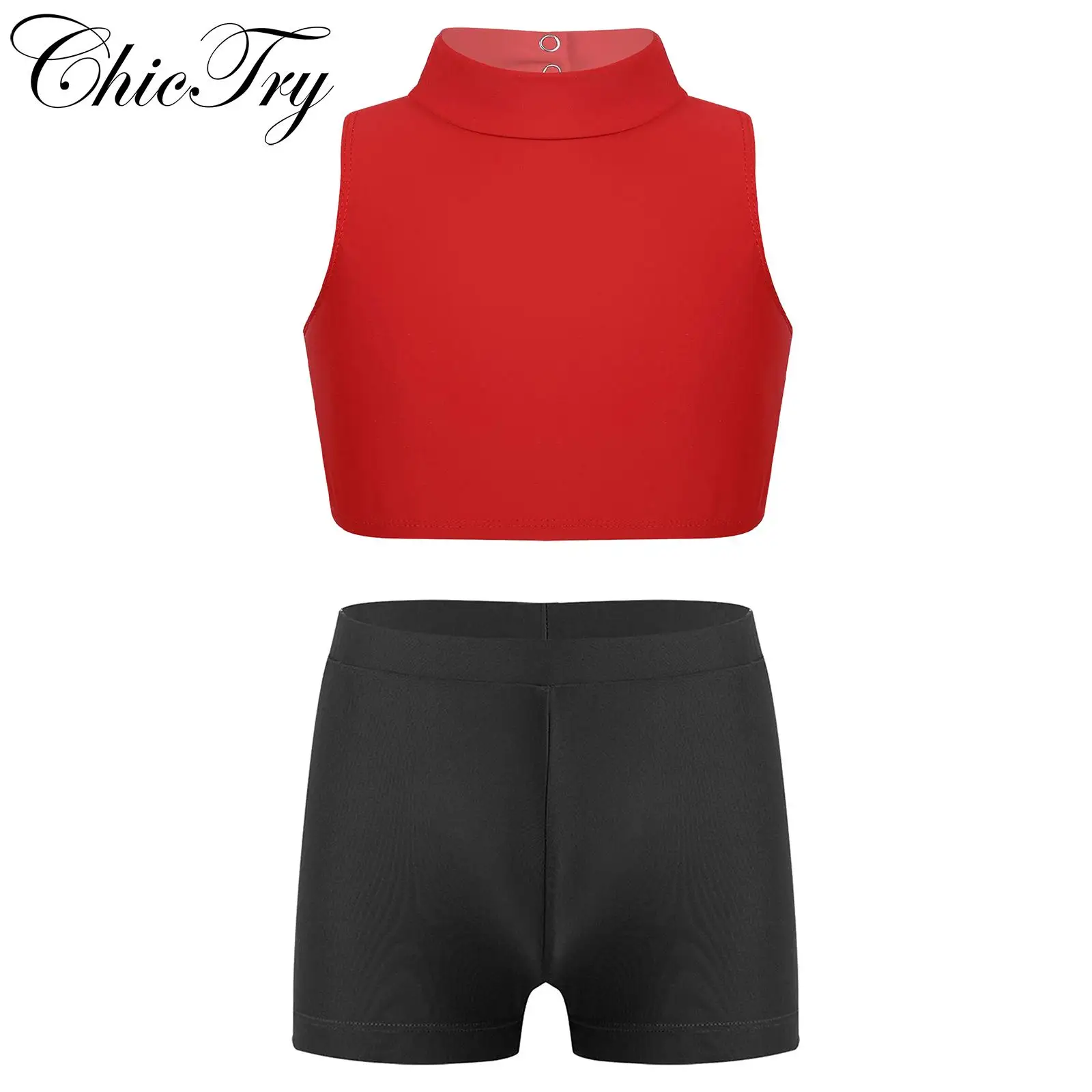 

Детские комплекты для балета и танцев для девочек, спортивная одежда, кроп-топ с перекрестной спиной и шорты, костюм для гимнастики и танцев, для выступлений на сцене