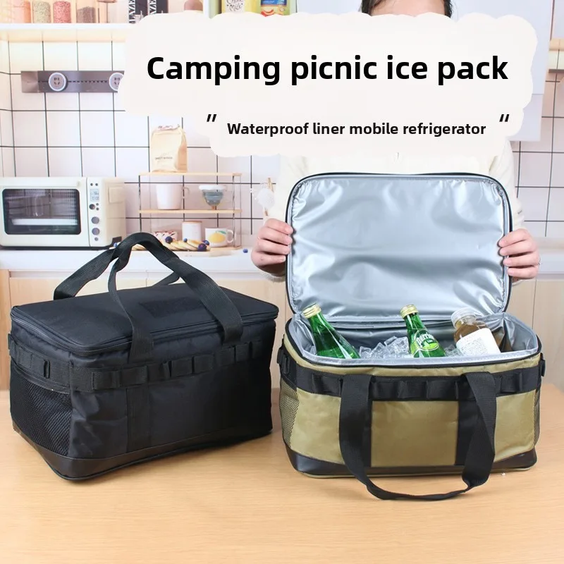 

Сумка для пикника большой емкости, водонепроницаемая, для хранения на открытом воздухе с набором посуды для барбекю