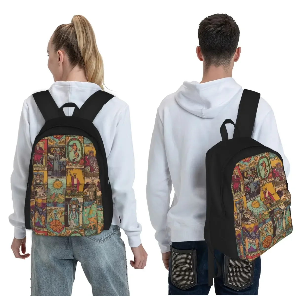 The Major Arcana Of Tarot Vintage Patchwork Student Backpack School Bag Daypack for Boys Girls Fashion Bookbag Shoulder Bags