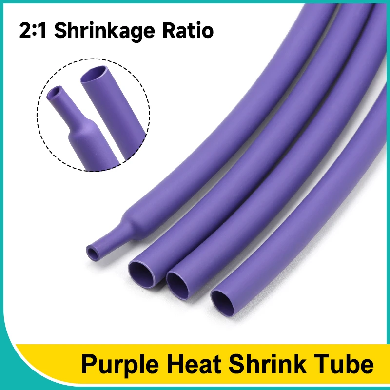 

1/2/5/10m Purple 2:1 Heat Shrink Tube 2mm ~ 50mm DIY Cable Repair Polyolefin Protector Shrinkable Tubing Insulation Sleeve Wrap
