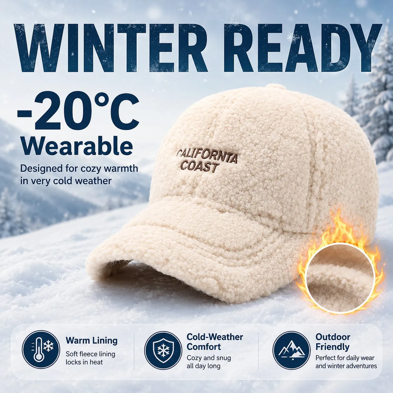 1/2/3PCS Winter Baseball Cap Women Adjustable Lamb Wool Warm Baseball Hat Windproof Solid Color Plush Outdoor Travel Cap