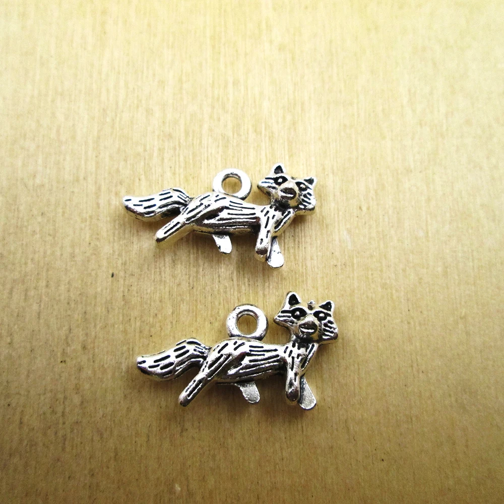 12pcs/lot 24x13mm fox Charms   2 sided fox  charm pendants  DIY necklace/ bracelets  charms antique silver tone