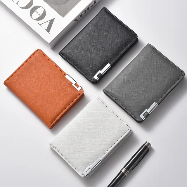 Men's Mini Ultra-Thin Vertical Style Short Wallet with Multiple Card Slots Credit Card Holder Youth Compact Wallet 5 Men's Mini Vertical Bifold Wallet – Ultra-Thin PU Leather with Multiple Card Slots, Black / Brown – view 5