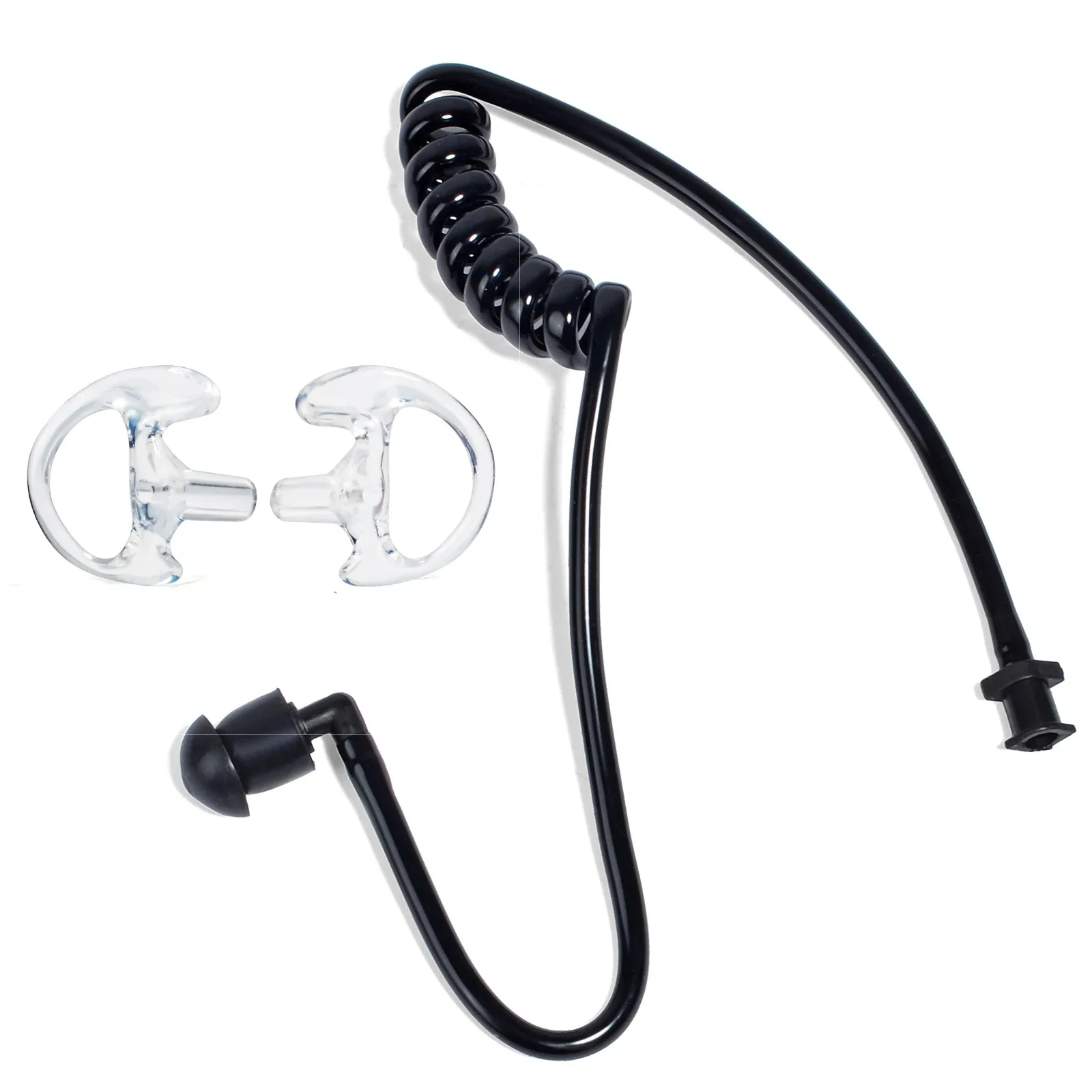 Radio Earpiece Replacement Transparent Acoustic Coil Tube Earbud Audio Kit with 1 Pair of Headset Earmold-Medium