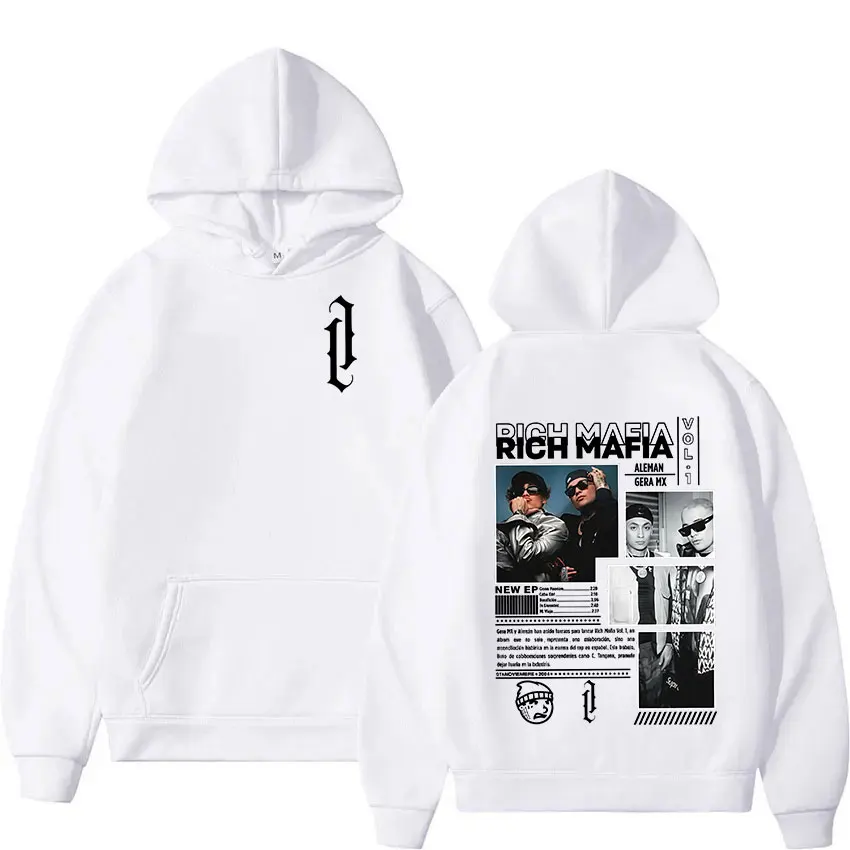 Custom Rapper POCH MAFIA ALEMAN GERA MX Tour 2025 Graphic Hoody Men's Vintage Oversized Sweatshirt Y2K Hip Hop Gothic Pullover H