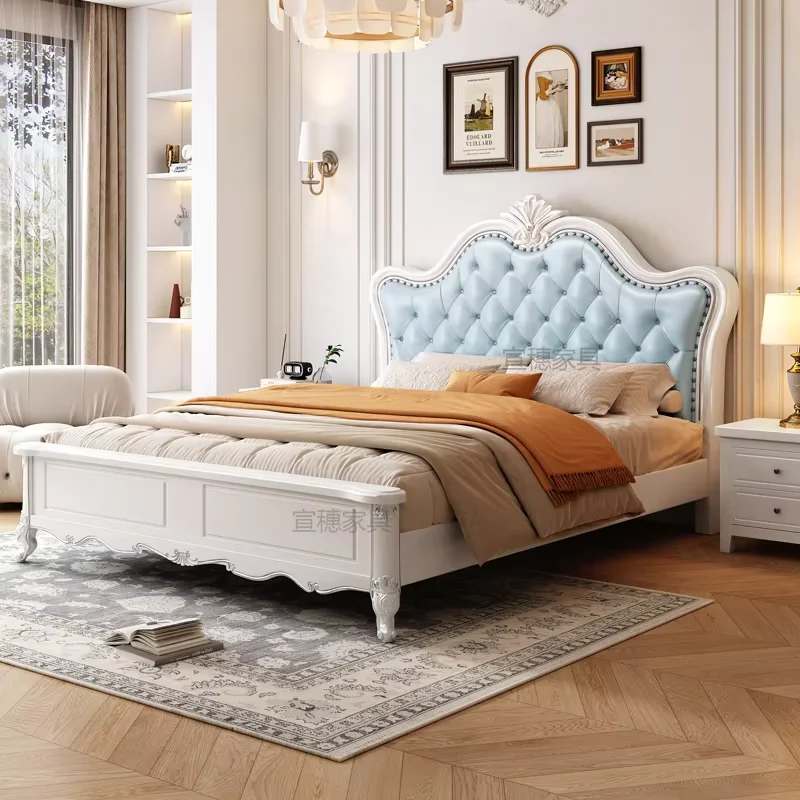 Unique Beige European Double Bed Decoration Items Japanese Modern Pliable Double Bed King Size Cama Box Solteiro Furniture Home