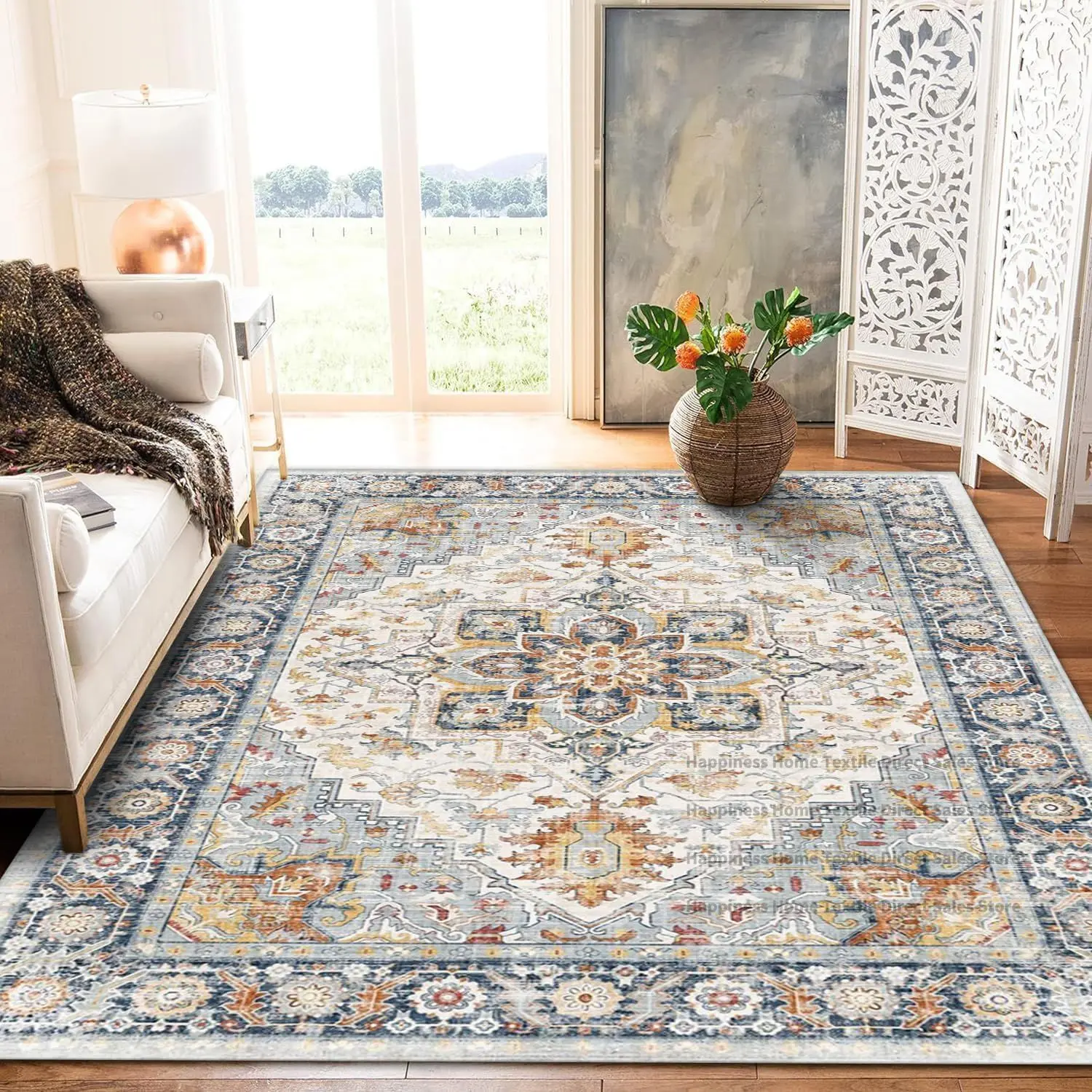 Nordic Persian Style Bedroom Living Room Large Carpet Non-slip Washable Decoration Office Area Rug Easy Clean Entrance Door Mat