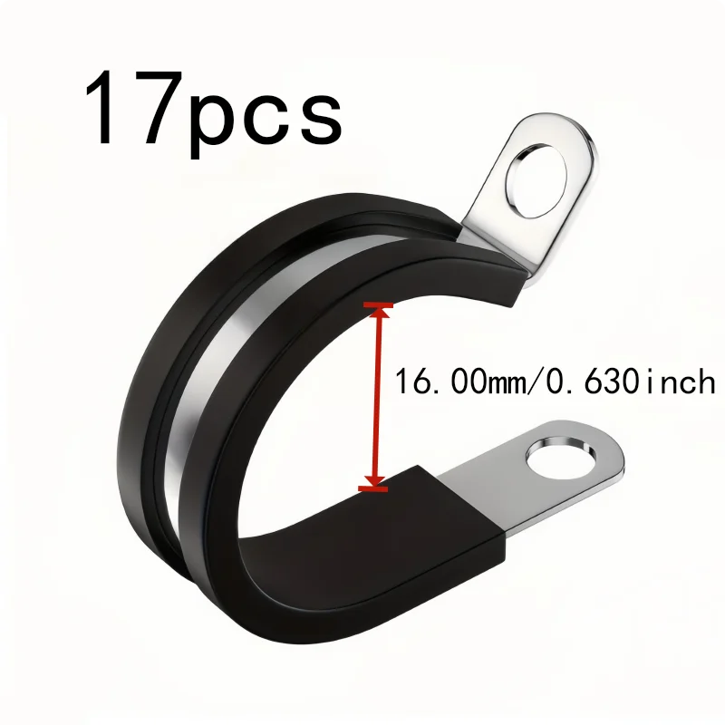 17 pcs M16 Tube Fastening Clips, Rubber Cushion Liner, Hydraulic Hose Fixing Hydraulic Hose Fixing, Vibration Dampening