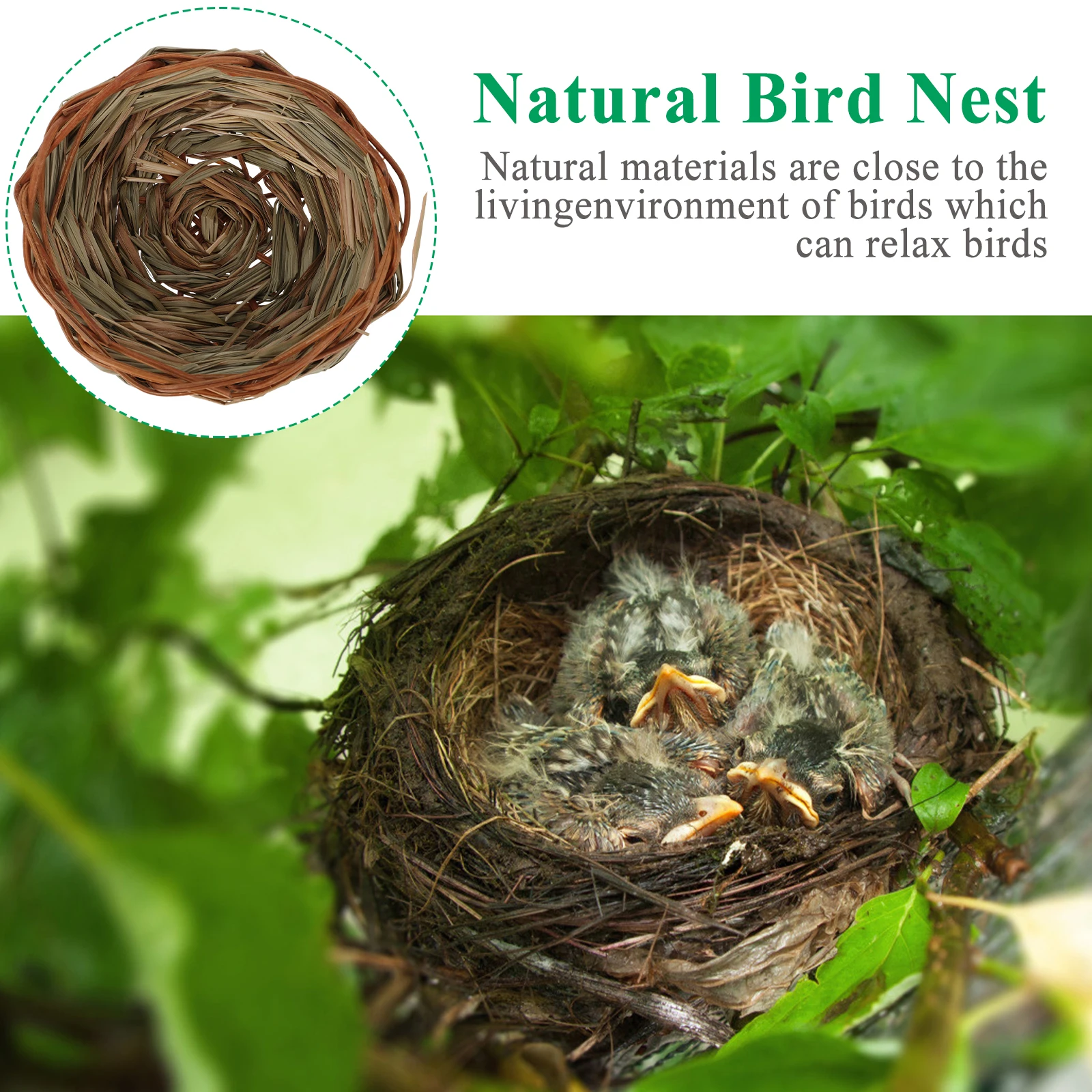 

Straw Woven Bird Nest Decorative Breeding Yard Supplies Natural Style Shape H crafted Garden Patio Outdoor Small Birds