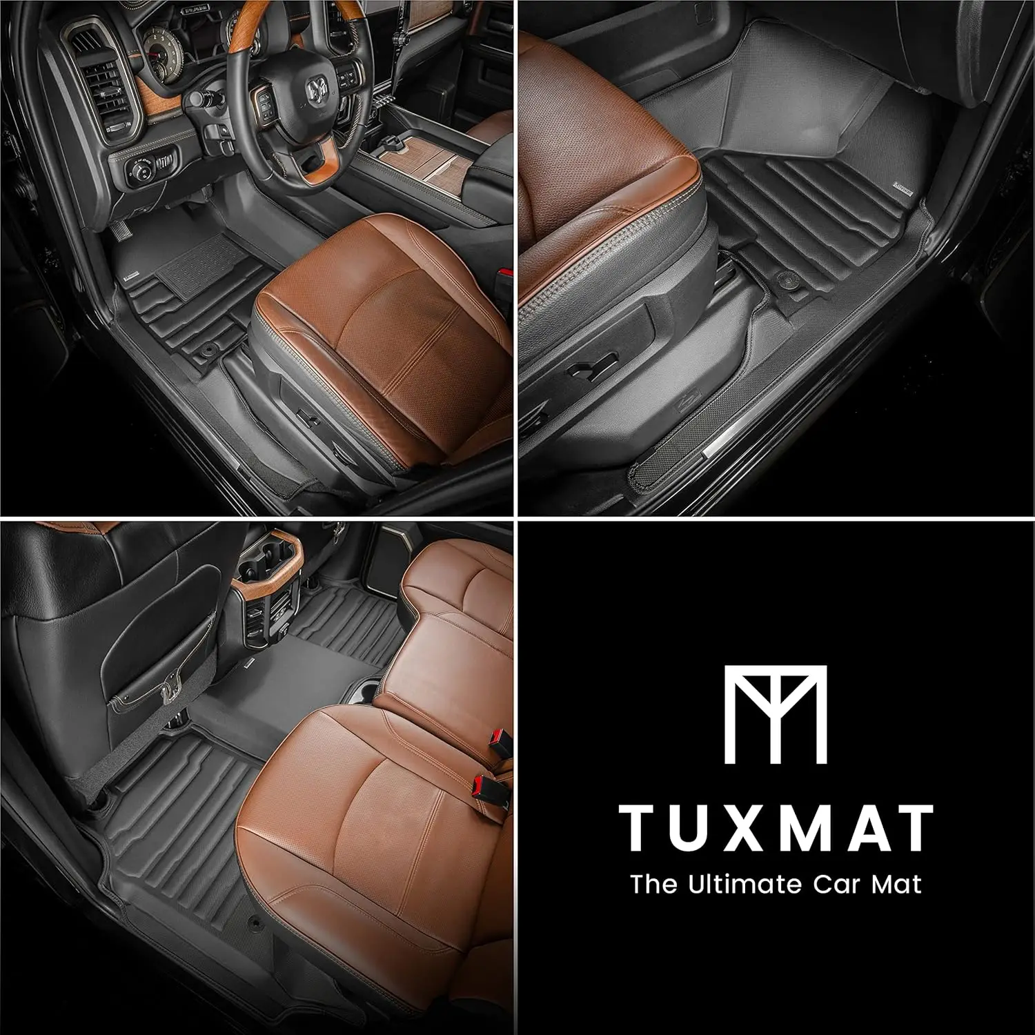 All-Weather Custom Car Mats for Crew Cab, TPE Material, Maximum Coverage, Laser Measured, 1st & 2nd Rows