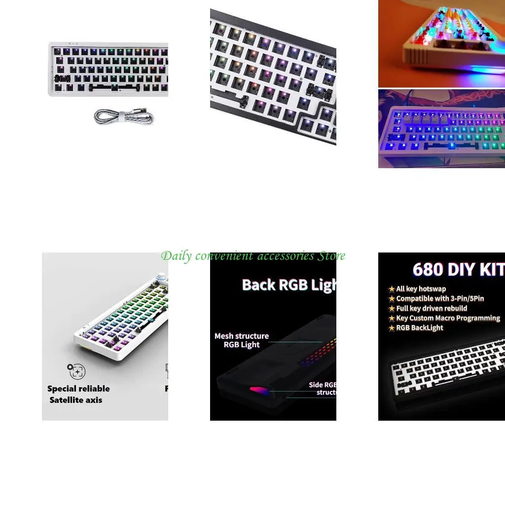 

97QB Mechanical Keyboard Gamer Swarding DIY 68 Keke Hot Swap заменяет пространство на 3/5pins