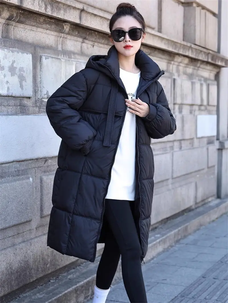 2024 New Temperament Down Cotton Jacket For Women Thickened Medium Long Loose Korean Version Winter Coat With Hood Parka  K2549