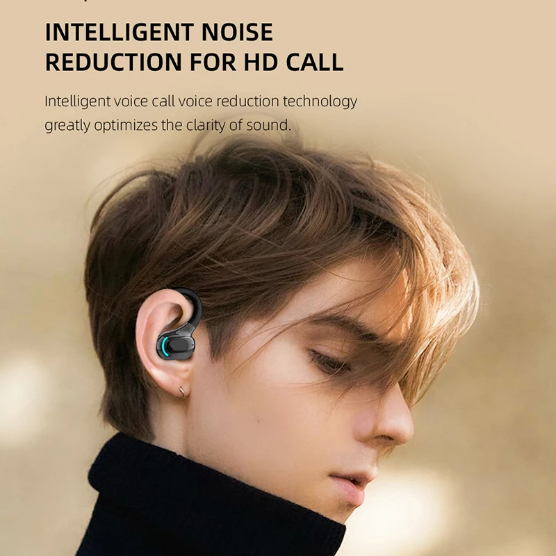 Bluetooth 5.2 Business Wireless Headphone Ear-Hook Mini HIFI Bass Noise Cancelling Earphone With Mic Earbuds Sport Game Headset