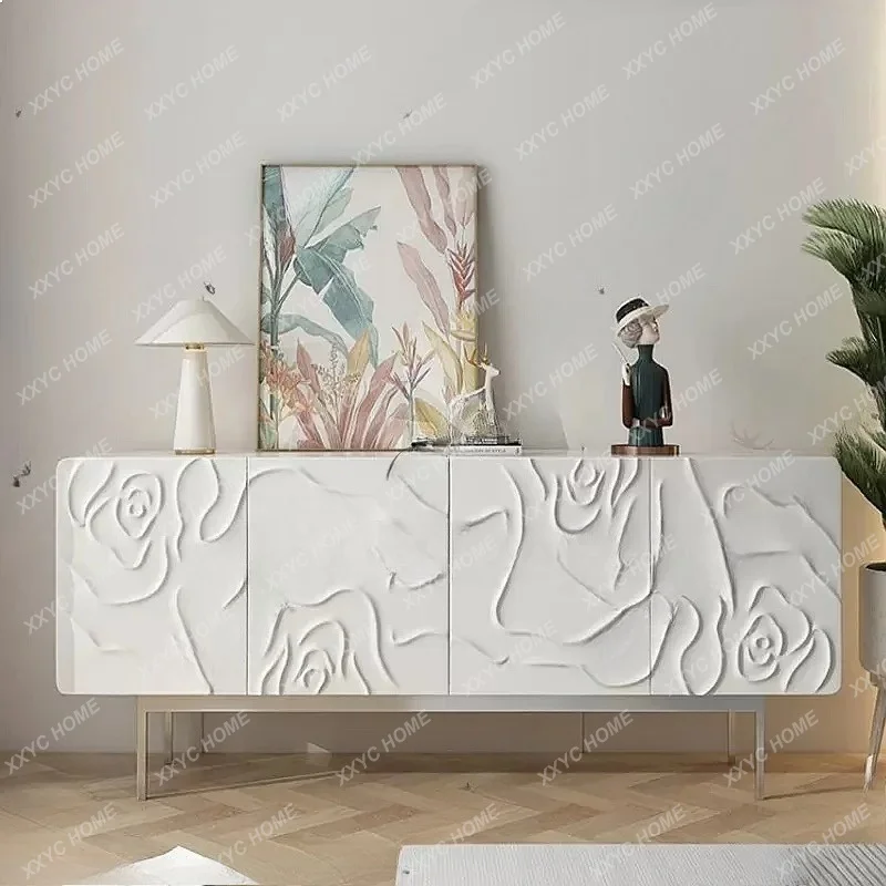 XX Luxury Sideboard Vintage Carved High-Gloss Paint Entryway Cabinet Storage Buffet Custom