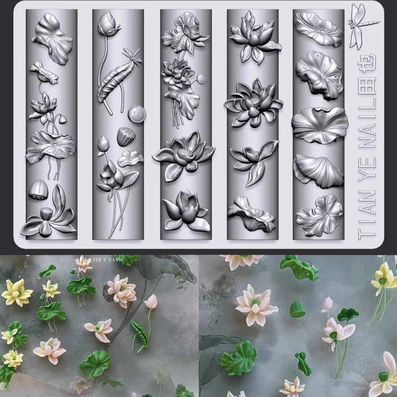

3D Silicone Nail Mold Flower Mixed French Style Lotus Nail Art DIY Design Parts Stamping Plate Manicure Extension Tools Supplies