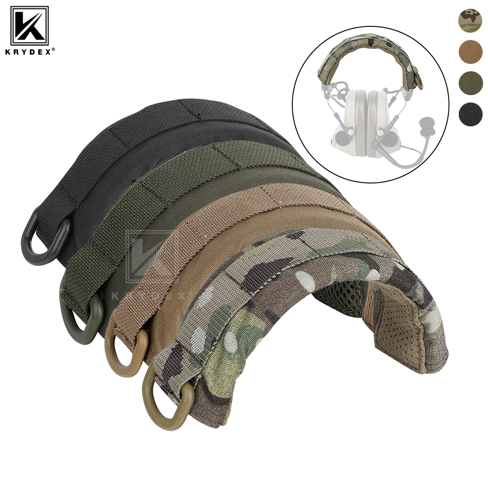 KRYDEX Tactical Modular Headset Band Cover Earmuff Headphone Stand Protection Cover MOLLE Protection Case Hunting Accessories