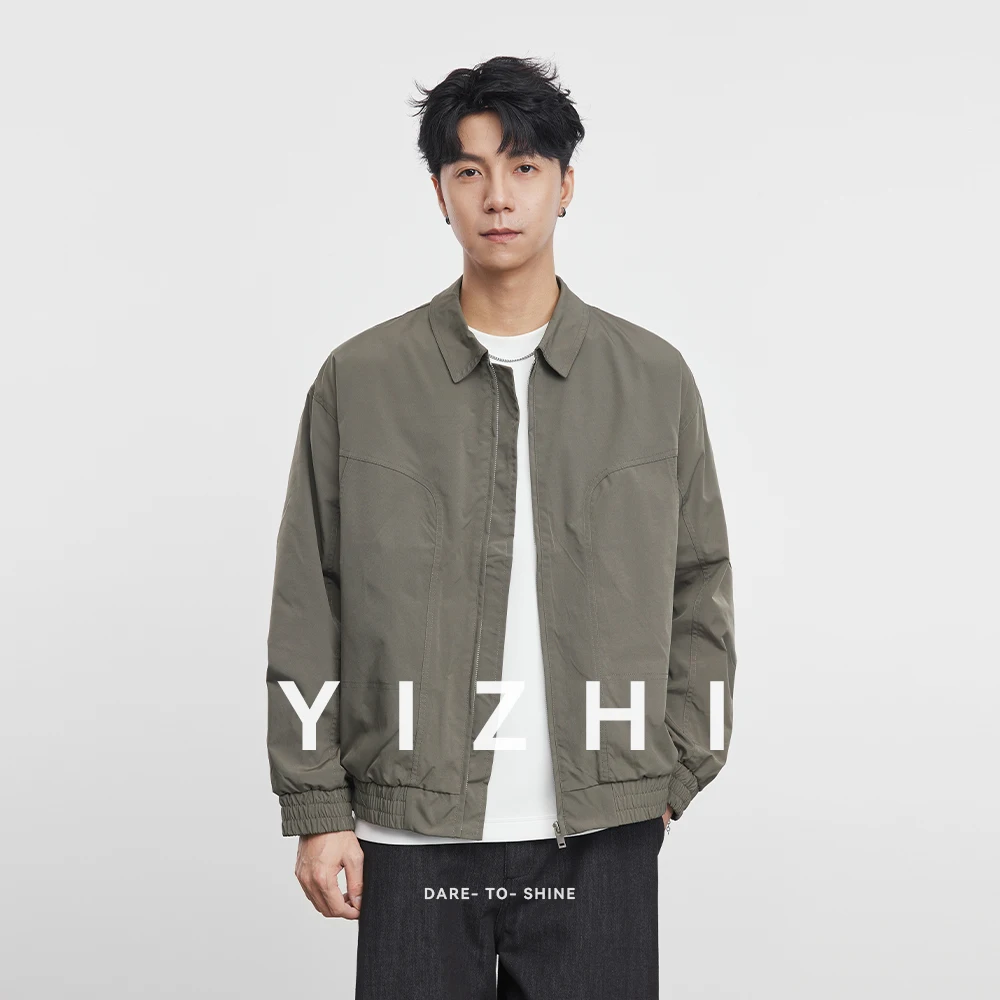 Fashion Men's American Retro Jacket 2025 Spring and Autumn New Loose Casual Lapel Solid Color Top Men's Sports Jacket