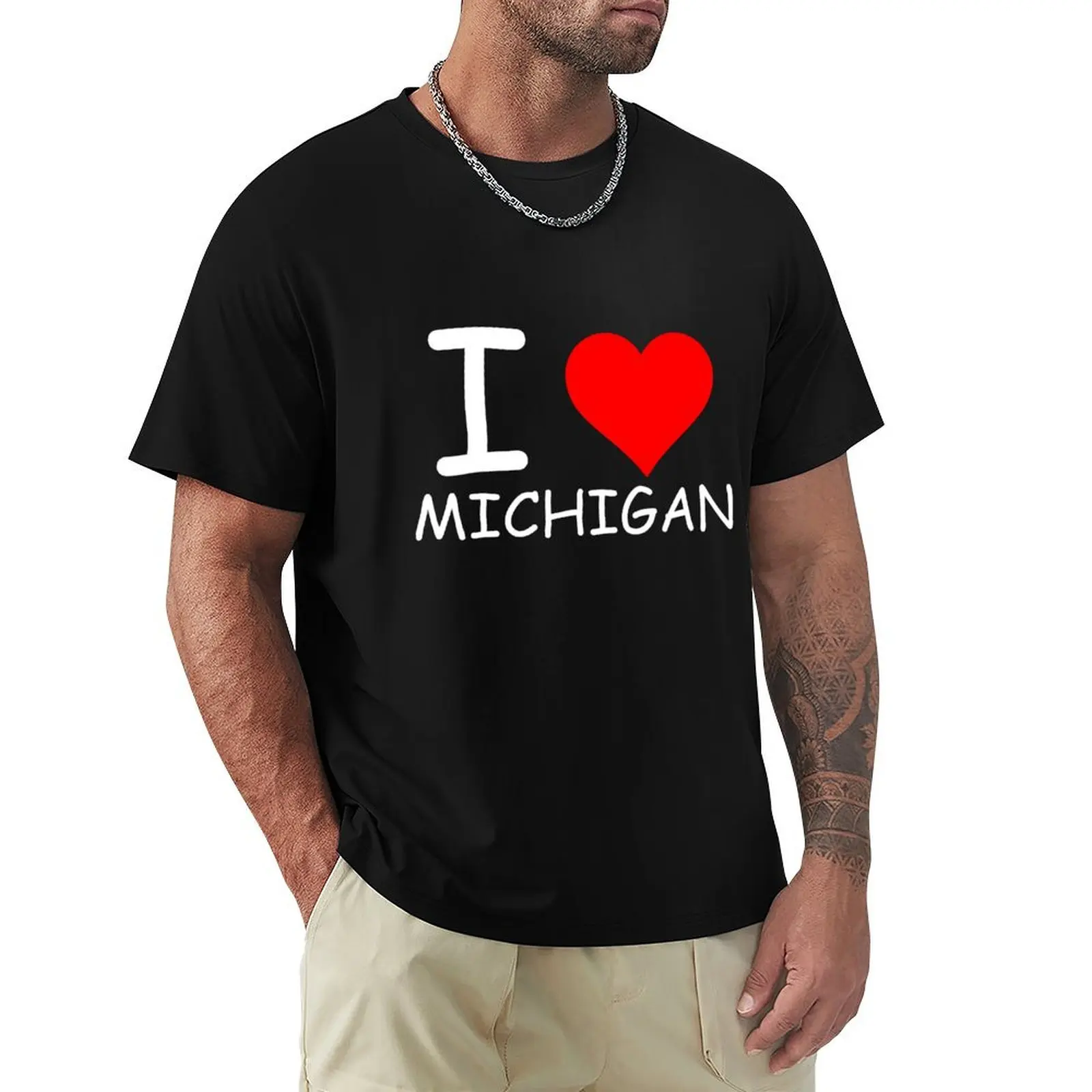 

I LOVE MICHIGAN 2 T-Shirt Casual Streetwear Short Sleeve Tee