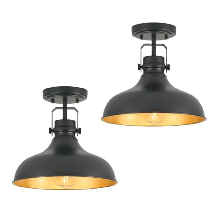 Metal Semi Flush Mount Light Fixture.4 inch Light Hallway Light Fixtures for Kitchen, Hall, Bedroom, Bathroom, Entryway 2 Pack