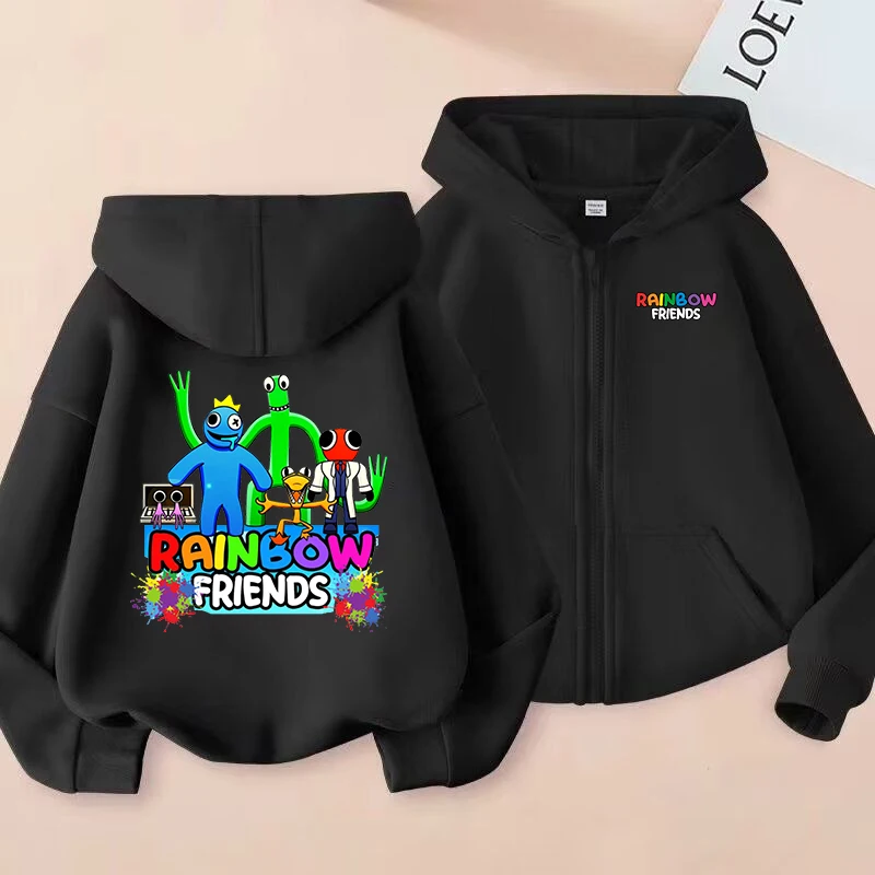 Rainbow Cartoon Zip Up Hoodies Friends Children's Sweatshirts Girls Boys Zipper Hoody Fashion Casual Tracksuit Kids Clothes Gift