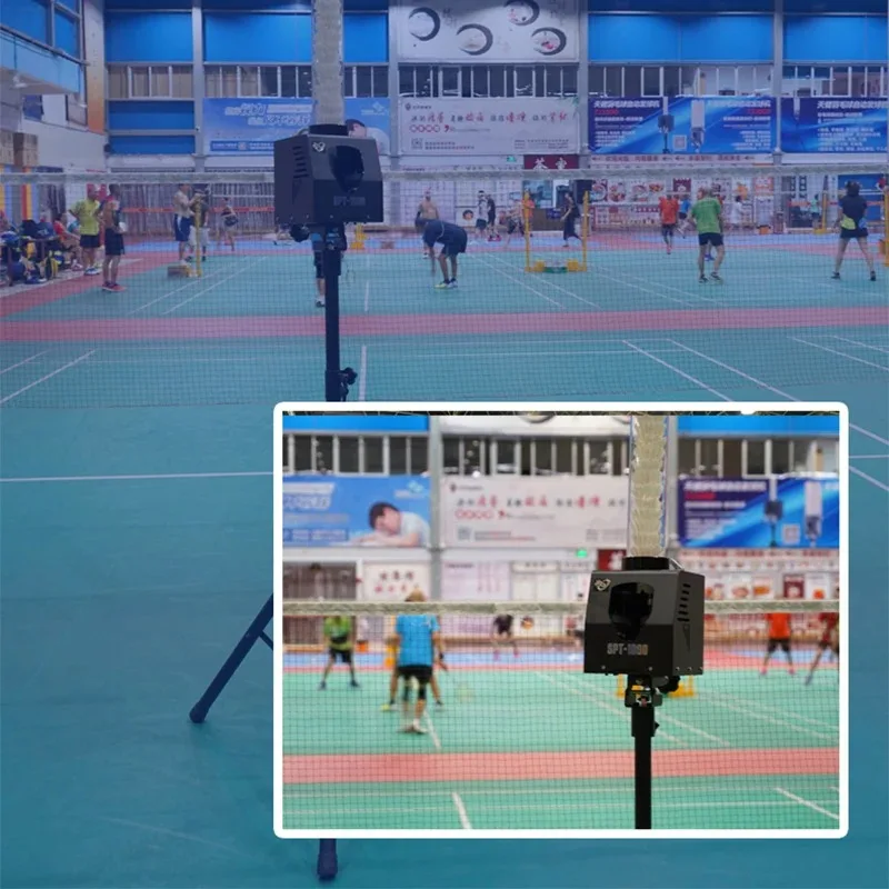 SPT1000 Badminton Ball Machine Fully Automatic Training Device with Lifting Height 0-80cm Adjustable Infrared Remote Control
