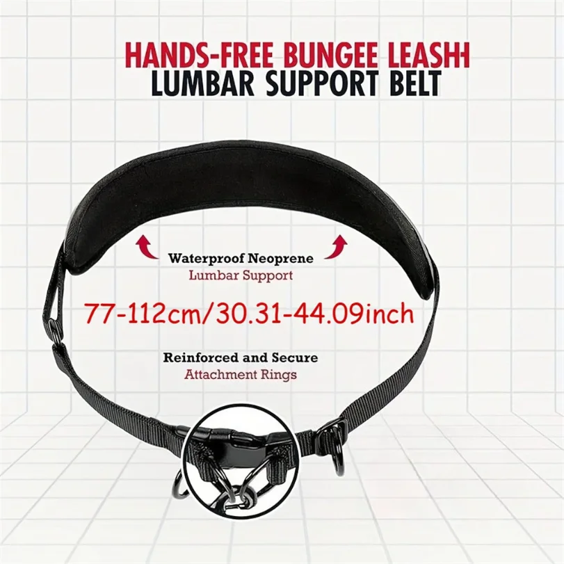 Hands Free Dog Leash Dog Waist Leash With Lumbar Support Belt Multifunctional Extendable Dog Leash Reflective Bungee Leash Black view 2