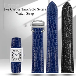 For Cartier Tank Solo Series Crocodile Leather Band Men Women Generic Soft Genuine Leather Watch Strap 16 17 18 20 22 24 25mm