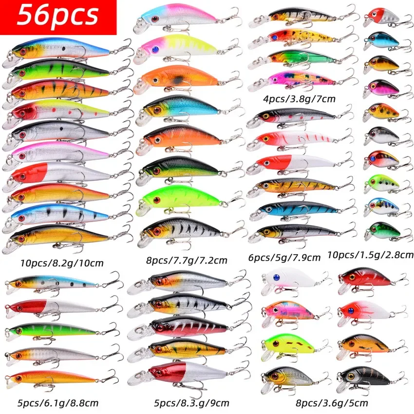 56/28/12/10/4pcs Fishing Lures Kit Set Topwater Mixed Fishing Lure Pesca Hard Baits Swimbait For Bass Pike Saltwater Freshwater