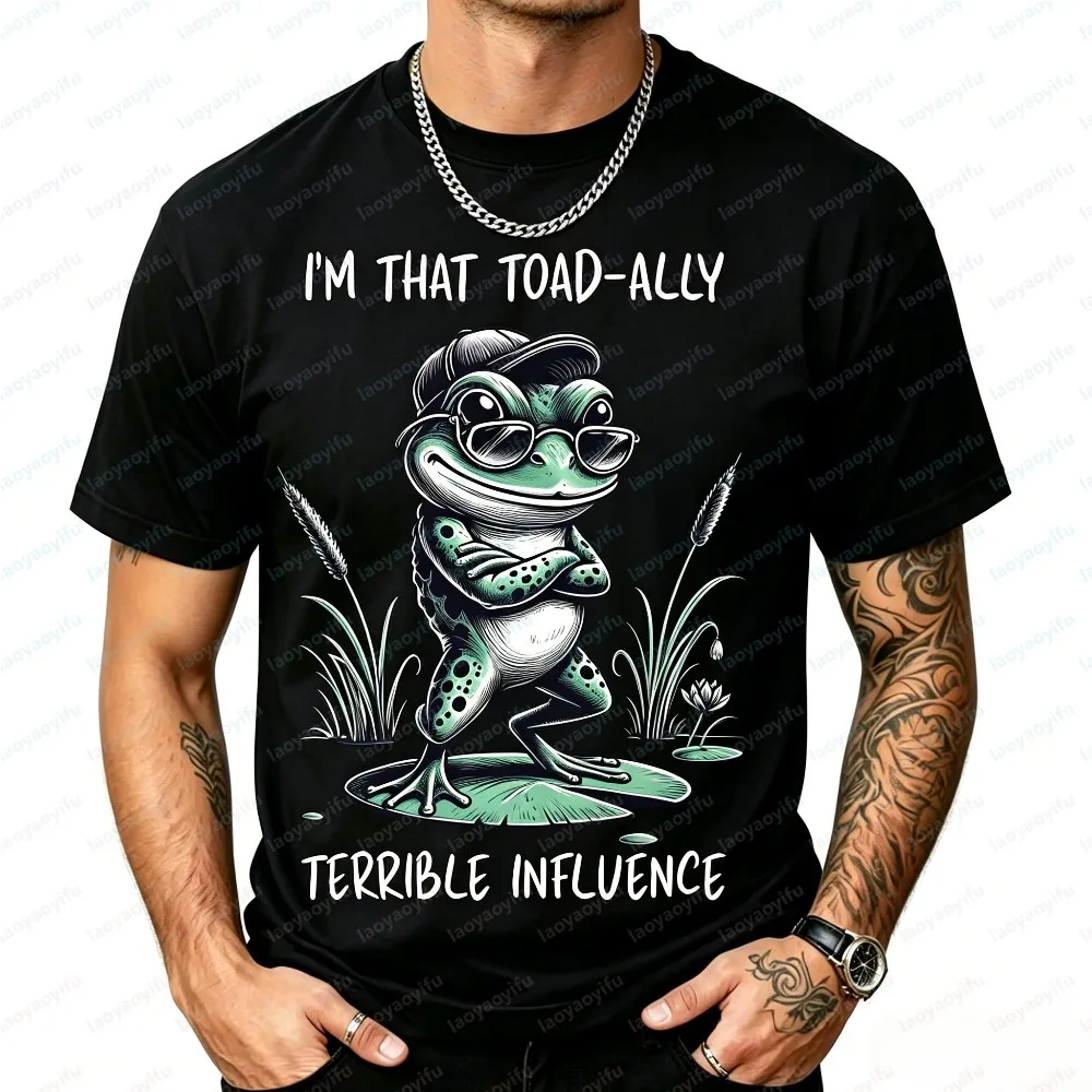 T-shirt d'été à manches courtes pour hommes, à la mode, avec impression de grenouille amusante, I'm That Toad ally Terrible Influence, décontracté, col rond, en coton