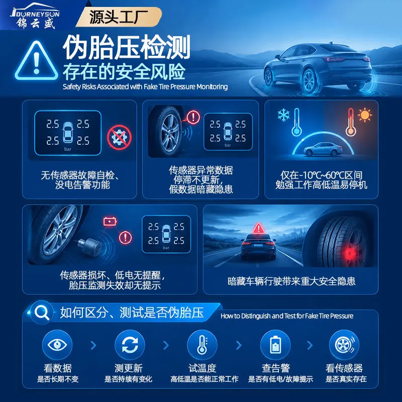 Solar Wireless TPMS Tire Pressure Monitoring System with Voice Guide, Four External or Internal Sensors and Portable Digital