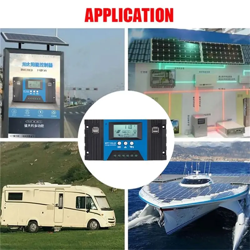 AEE4-100A MPPT Solar Charge Controller Dual USB LCD Display 12V/24V Auto Solar Cell Panel Regulator With Load