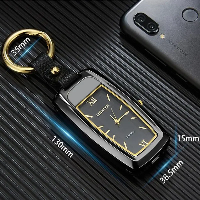 New Style Watch USB Lighter Keychain Multi-function Windproof Charging Lighter Men\'s Smoking Small Accessories Exquisite Gift