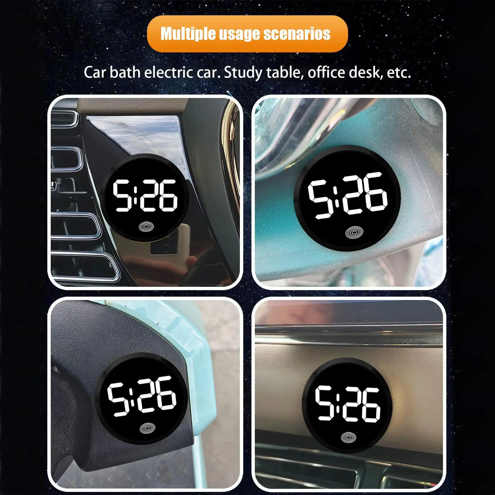 Car Creative LED Electronic Watch Novelty Car Interior Clock Touch Luminous Clock ABS Vehicle Dashboard Clock For Car