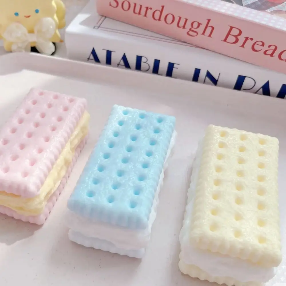 Soda Biscuits Shape Soda Cracker Squishy Cute Appearance Funny Design Slow Rising Squeeze Reusable Realistic Soft Fidget Gifts