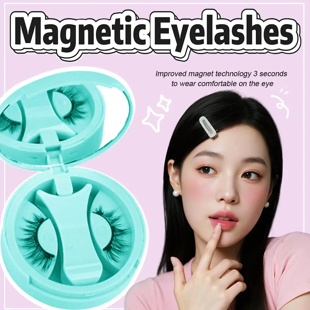 Magnetische Wimpern, kleberfrei, natürlich, langlebig, flauschig, wiederverwendbar, magnetisches Wimpern-Set, tragbare Make-up-Werkzeuge