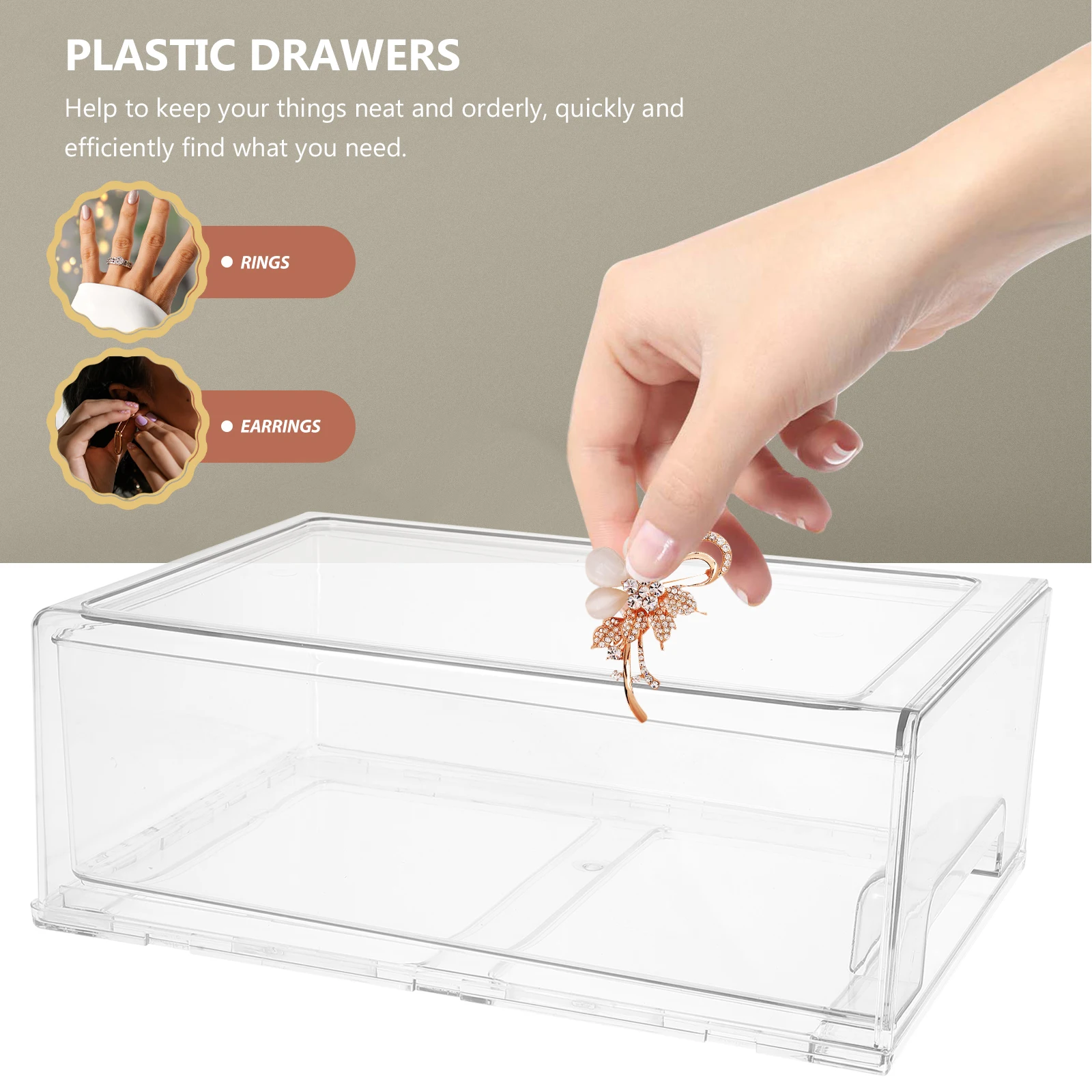 

Plastic Drawer Storage Box Desk ganizer Stationery Holder Cosmetics Case Transparent Medium Multi layer Storage Solution