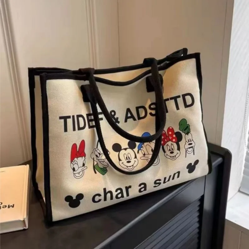 

Disney canvas bag women's new Mickey printed handbag shopping bag versatile tote bag daily commuter gift