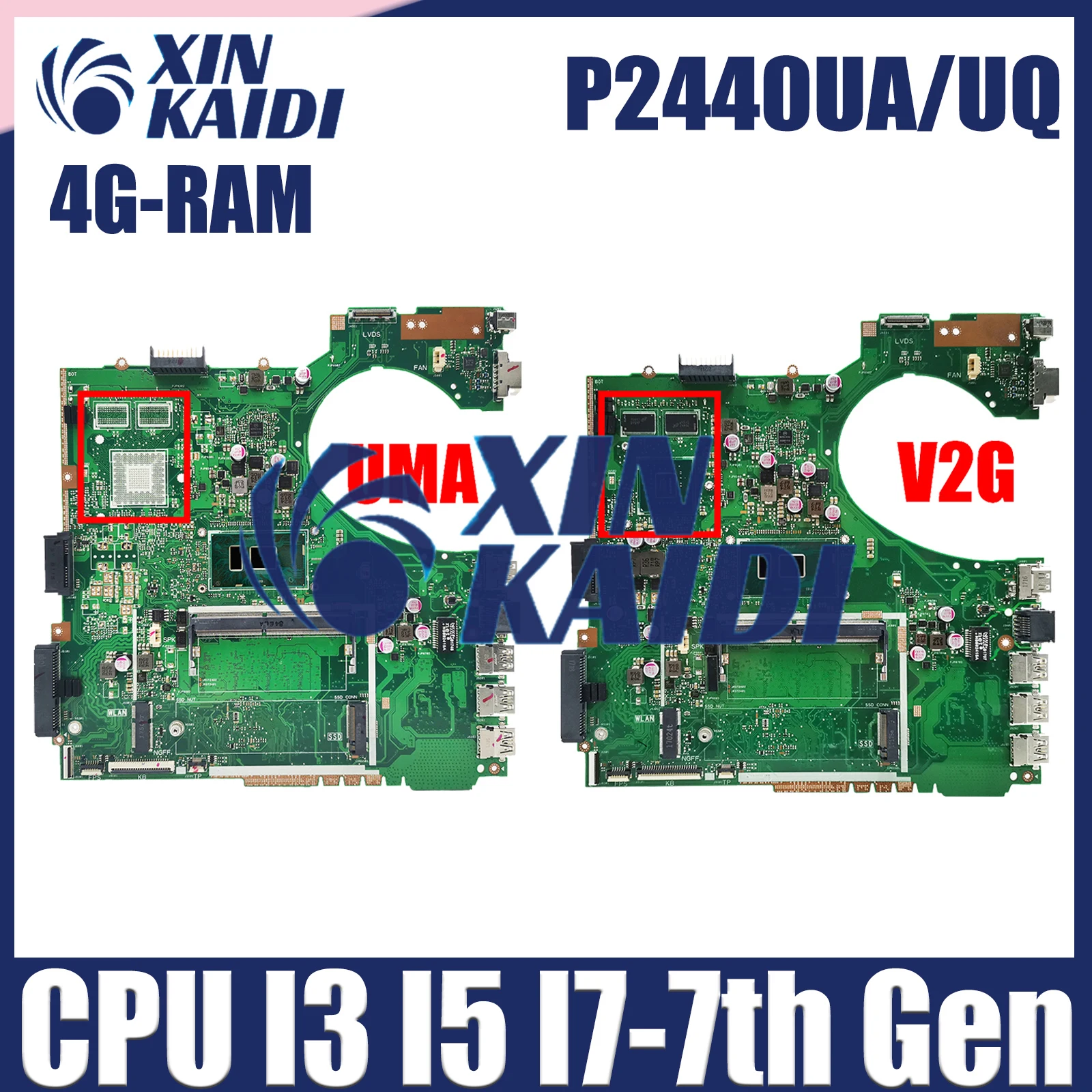 

P2440U Notebook Mainboard For ASUS PRO P2440UQ P2440UA P2440UF P2440 Laptop Motherboard CPU I3 I5 I7 7th Gen 4GB RAM 940MX