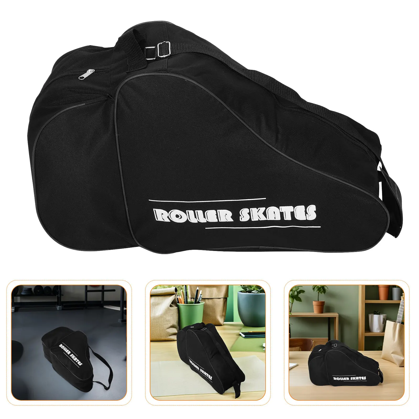 

2Pcs Skating Bag for Ice Skates Roller Skates Adult Kids Thick Padded Organizer Easy Carry Tote with Smart Compartments Black