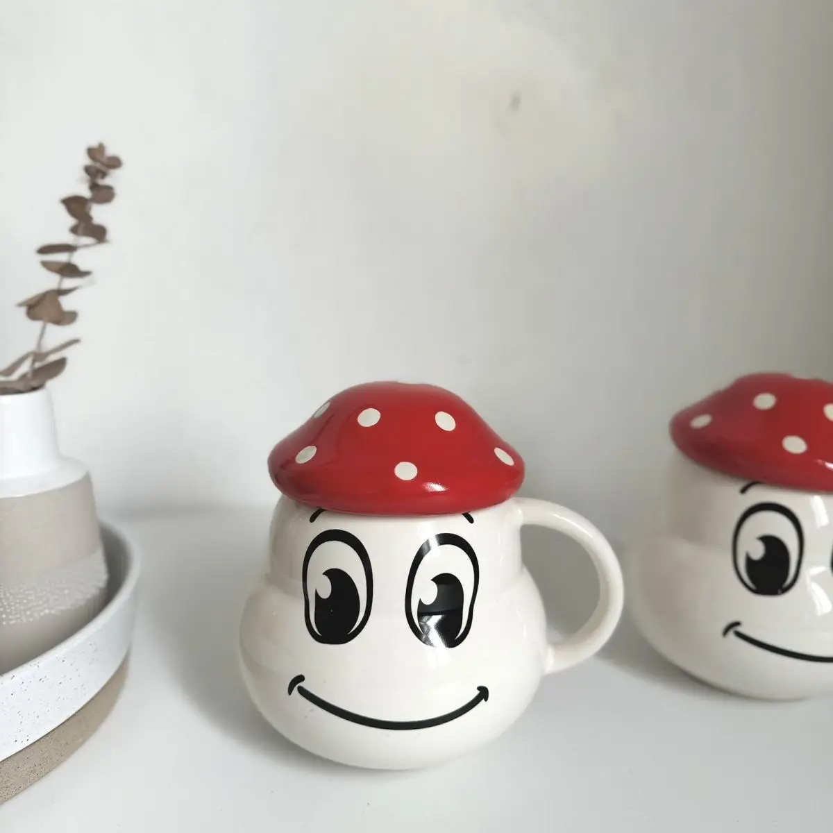 Ceramic Coffee Mug Creative Cute Mushroom Covered Cup Tea Water Cup Large Capacity 600ml Office Dormitory Drinkware