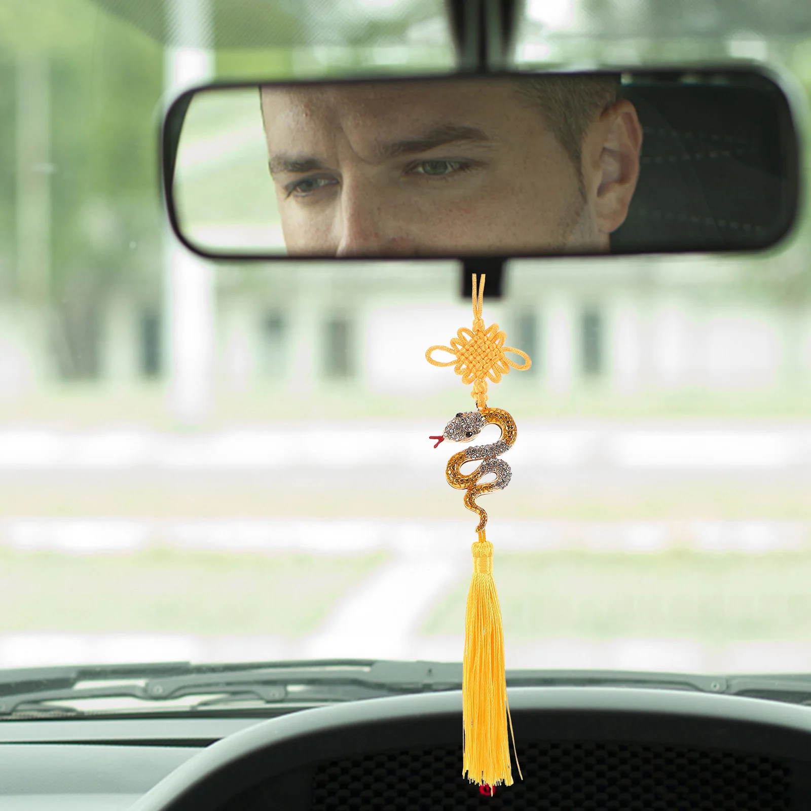 

Роскошный горный хрусталь с кисточкой в виде змеи, автомобильный кулон, китайский год змеи, интерьерный аксессуар, китайская кисточка, украшение автомобиля
