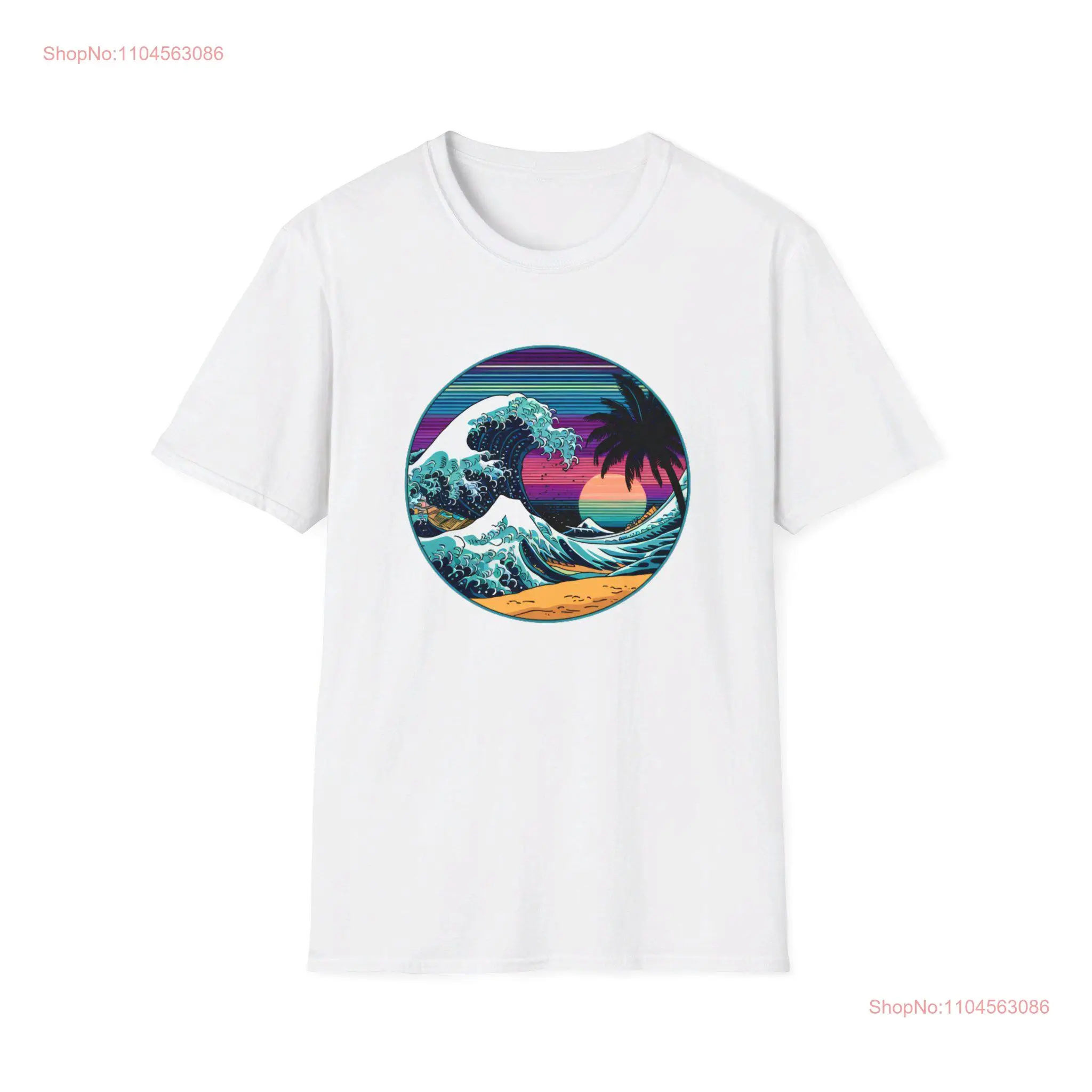 Retro Wave Neon Softstyle T Shirt long or short sleeves