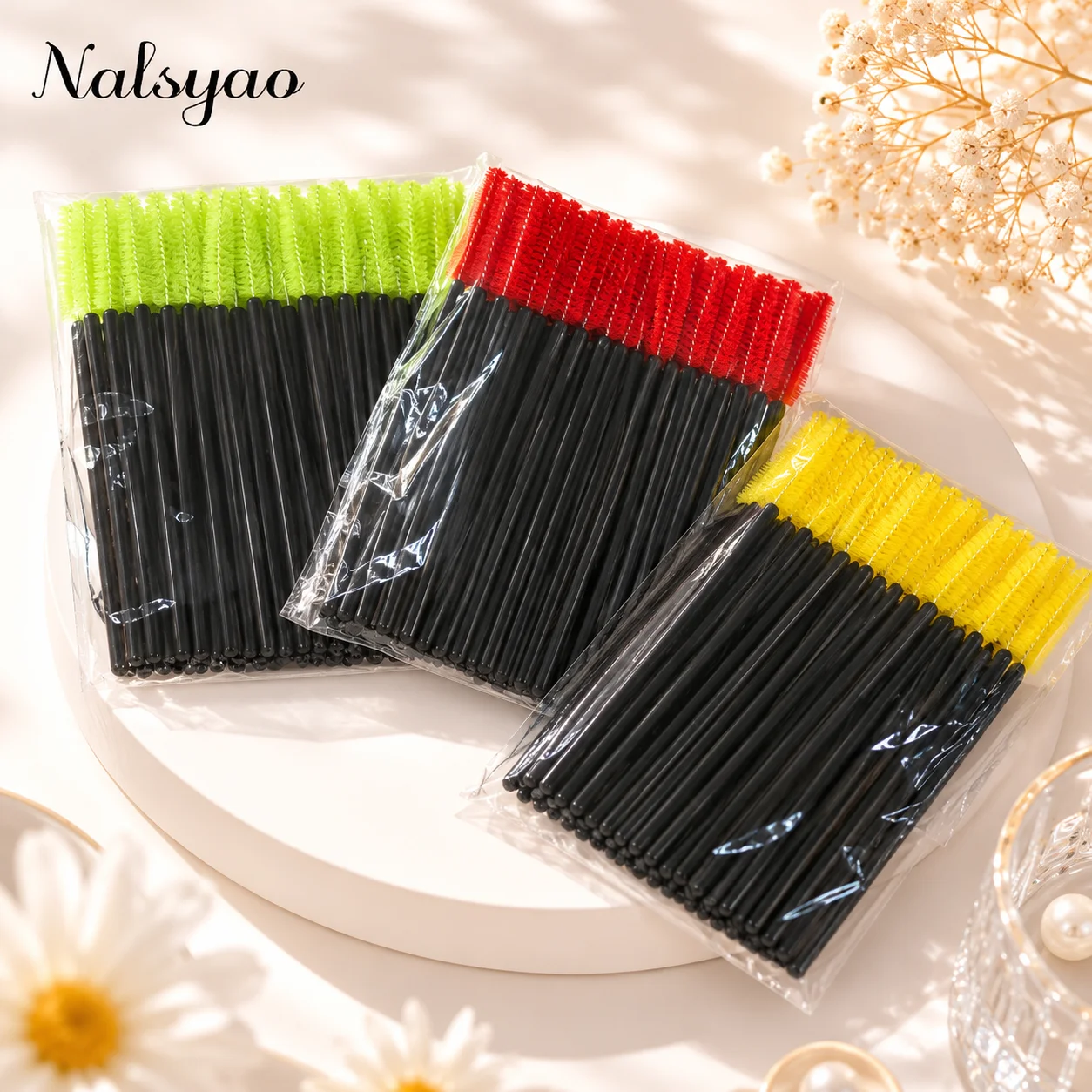 Portable Bulk 50 Pack Disposable Silicone Mascara Wand Brush Soft Safe Easy Apply Makeup