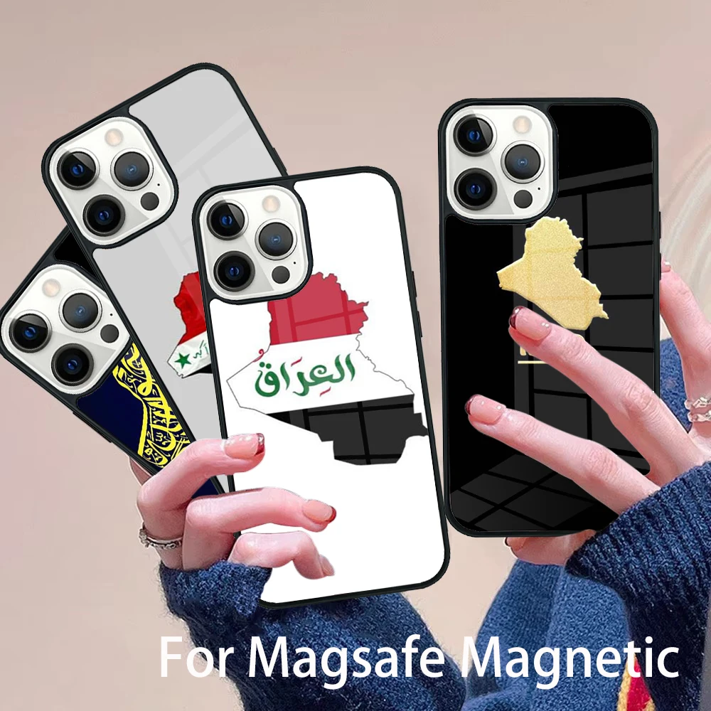 

Iraq Map Phone Case Magesafe Magnetic Wireless Charge Cover For IPhone 16 11 12 13 14 15 Pro Max Plus Mini