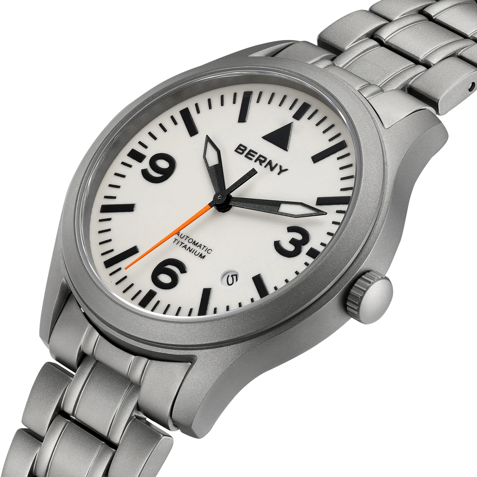BERNY Aviation Top Titanium Mechanical Men Watch Sapphire AR Coating Supper Luminous 10Bar Sport Watch Titanium Aviation Watches