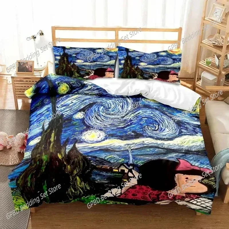 3D Print Mafalda Cartoon Comfortable Duvet Quilt Cover Pillowcase Bedding Set Children Bedroom Decoration Home Textile