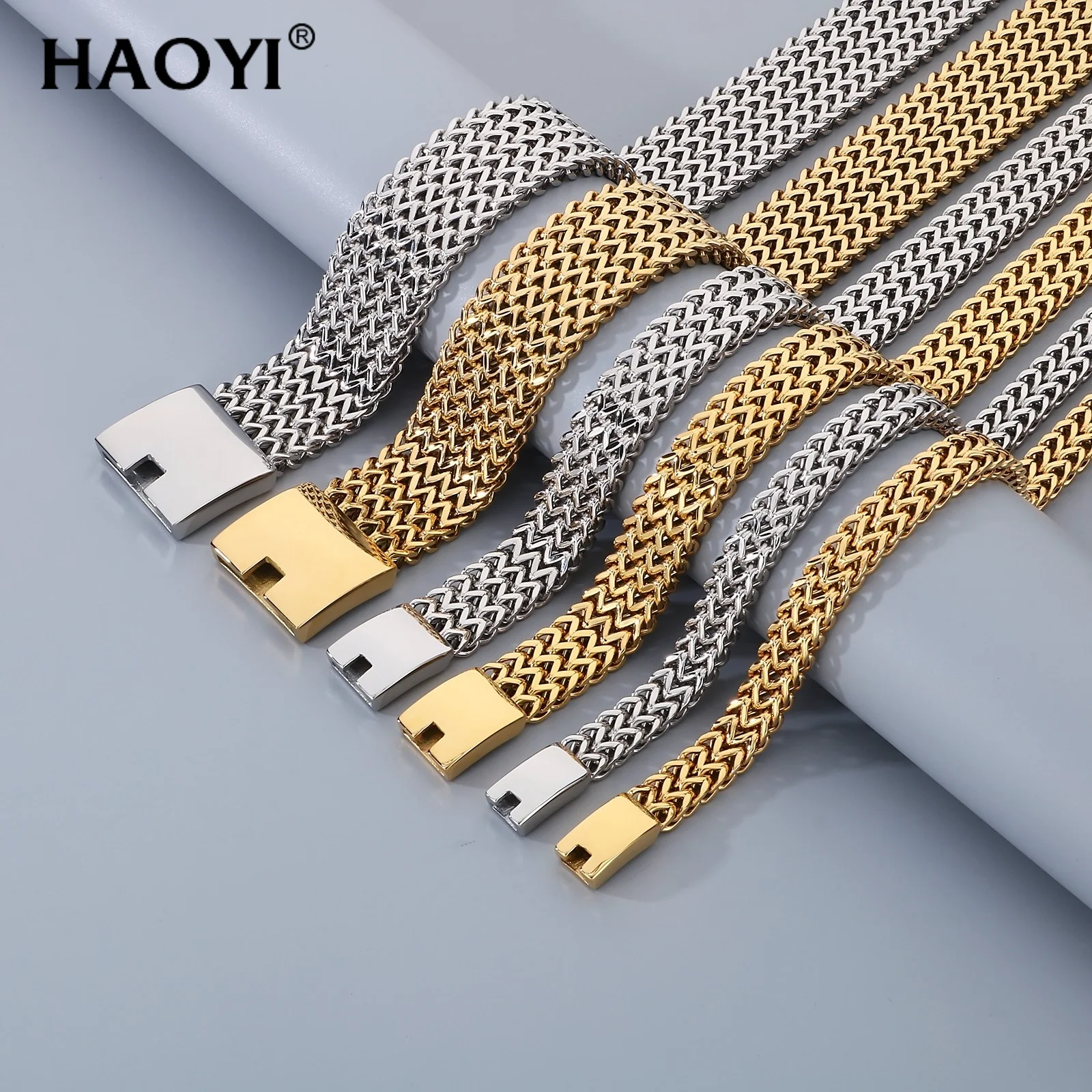 

12/18/30mm New Stainless Steel Chokers Necklace High Polished Dubai Gold Color Mesh Women Cool Jewelry Accessories Gifts