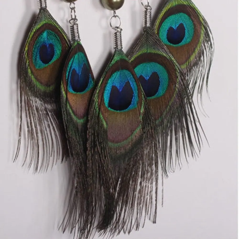 Creative Colorful Wall Hanging Art Peacock Feather Outdoor Decor Dreamcatcher Car Hanging Pendant Ornament Wind Chime